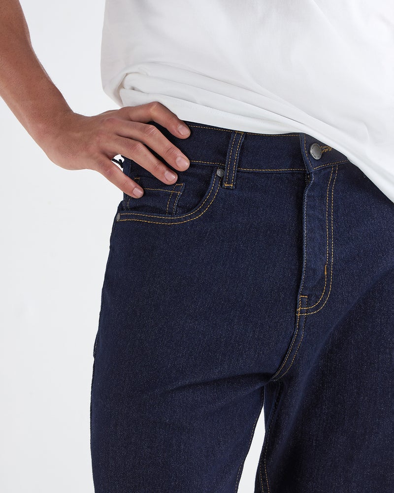 bewakoof Men's Indigo Blue Slim Straight Fit Stretchable Mid-Rise Jeans - Image 5